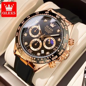 Other Watches OLEVS Luxury Mens Quartz Watch Silicone Sport Date Chronograph Waterproof Luminous Multifunction 230602