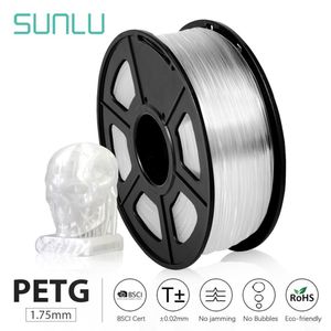 Scanning SUNLU PETG 3D Printer Filament 1.75mm High transparency White Color Tolerance+/0.02mm for DIY gift printing fast shipping