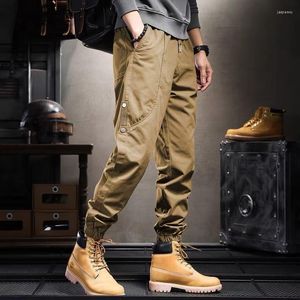 Men's Pants Men's Cargo Trousers Work Elastic Waist Multi Pocket Straight Leg Plain Cotton Blend Simple Casual