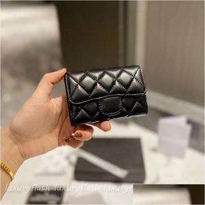 Mini portamonete Portafogli per donna Designer classici Luxurys Portafoglio corto Porta carte di credito moda Caviar Borse tascabili in pelle di pecora Dhrt7