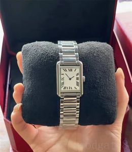 Męskie projektant zegarek biznesowy luksusowy zegarek kwadratowy moda biała tarcza Kwarc Wodoodporne EW Factory Blue Button Tank Watche Watche ze stali nierdzewnej XB09 C23