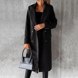 Kvinnorjackor Fashion Winter Vest Women's Faux Wool Coat Blus Thin Trench Long Jacket Ladies Slim Belt Elegant Overcoat