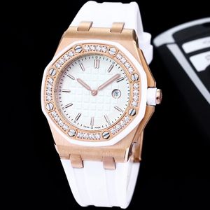 Grande Tapisserie Padrão Relógio Feminino 37mm Rosa Ouro Diamante Suíço Quartzo Safira Cristal Luxo Feminino Relógio de Pulso 3 Cores Mãos Luminescentes