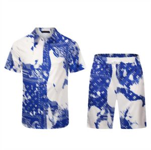 Men's T-shirt Fashion Polo Neck Shirt Summer Outdoor Loose Fresh Casual Print Button Set Two Piece Short Sleeve Hawaiian Beach Party Style Shirt