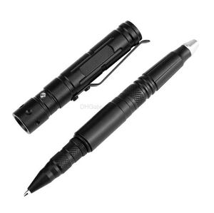 açık kamp için LED el feneri hayatta kalma bıçağı aracı olan çok işlevli taktik kalem, kendini savunma yürüyüşü EDC Aracı Taşınabilir Acil Pen