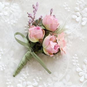 Flores decorativas Pulso Flor Corsage Segurando Design Broche Noiva Dama de Honra Suprimentos para Casamento Dança Decoração de Festa