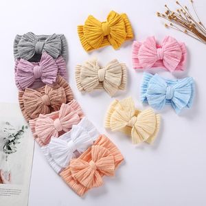 Hair Accessories Solid Cable Bow Baby Headband For Child Nylon Layers Headwear Kids Elastic Turban Headwraps Born Boys Girls