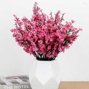 Flores decorativas de seda branca flor de cerejeira buquê artificial para decoração de quarto de casa de casamento babysbreath atacado