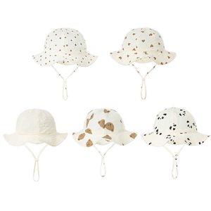 2PCS Hair Accessories Cute Print Newborn Hat Summer Soft Cotton Baby Bucket Outdoor Beach Infant Boys Girls Sun Cap