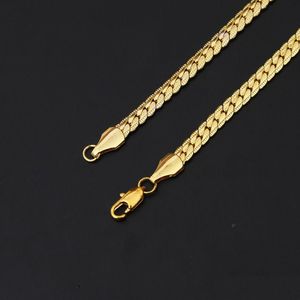 Kedjor Fina gula guldsmycken 14K Solid Authentic Mens Cuban Link Chain Halsband 23.6 Drop Delivery Neckor Pendants DHBFH