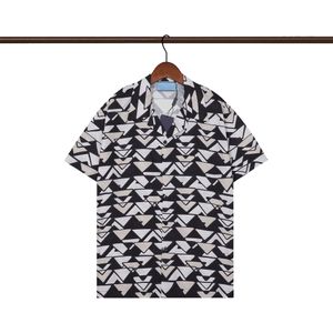 Designers de homens camisas de blusa praia shorts masculinos de moda masculina letra geométrica impressão camisetas de boliche casuais Men manga curta Camisa de vestido M-3xl