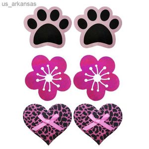 10 Pairs Nipple Covers Leopard Heart Cherry Blossom Animal Paw Print Disposable Self Adhesive Pasties Breast Stickers Bra L230523