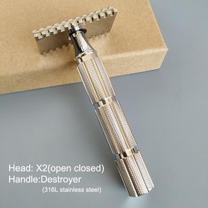 Blades Dscosmetic X2 316L stainless steel double edge safety razor cpen comb for man wet shaving