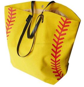 Sıcak satış tuval çanta beyzbol çantası spor çantaları moda voleybol çanta futbol futbolu basketbol pamuk tuval tote spor salonu fitness depolama çantası