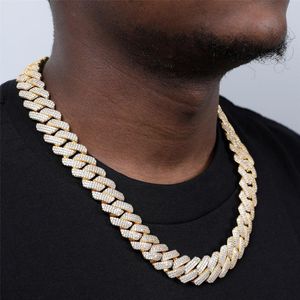 Hänghalsband isade ut 14 mm kubansk länkkedjan halsband med låda lås män kvinnor tjocka miami kedjor hip hop guld silver pläterade smycken