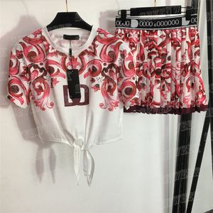 Классические печатные рубашки Tops Tops Dress Women 2pcs комплекты укороченные футболки короткие юбки модные повседневные костюмы