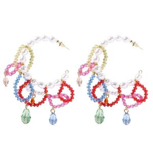 Hoop Huggie Earrings With Mticoloured Faux Pearl For Women Bohemian Acrylic Beaded Cshaped Fashion Jewelry Drop Delivery Dhbjw