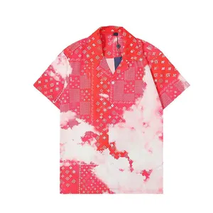 Camisas masculinas com estampa de tigre de flores casuais de botões manga curta camisa havaiana ternos verão praia camisas de vestido de grife z1