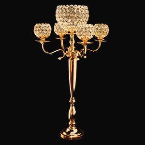 Grande candelabro de cristal alto peça central castiçal de casamento candelabro de chumbo de estrada decoração de suporte de flores imake969