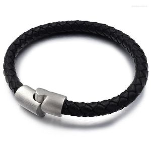 Charm Bracelets ATGO Man Leather Bracelet Single Layer 18/19/21/22CM Silver Color Special Jewelry For Men Father's Day Gift Big Discount