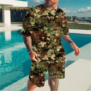 Tute da uomo T-shirt a maniche corte con stampa mimetica 3D da uomo estiva per camicia da caccia da trekking all'aperto ad asciugatura rapida casual e alla moda P230603