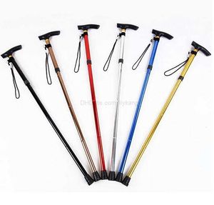 Açık ayarlanabilir Metal katlanabilir baston Ultra hafif Ayarlanabilir Teleskopik Taşınabilir Alüminyum Alaşımlı Yürüyüş Baston Trekking Pole 4 Bölüm