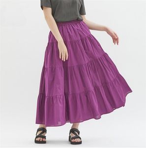 Klänningar 2023 Spring Autunm Women ruffle kjol, mode sommar bomullslinnor kjolar, långa maxi party kjolar röda lila rosa 5xl 6xl 7xl