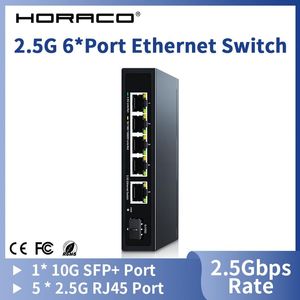 Anahtarlar Horaco 2.5G Ethernet Anahtar 5 Port 2500Mbps Ağ Anahtarlayıcı 10G SFP Uplink Hub İnternet Splitter Otomatik MDI/MDIX Fiş ve Oynat