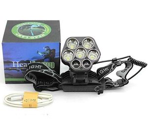 7 LEDヘッドライトT6 USB充電式ヘッドランプ防水ブルイエローライト2*18650バッテリー電源キャンプハイキングハンティング懐中電灯ランプライト