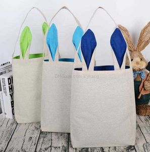 Creative easter canvas bags cartoon rabbit ears basket outdoor travel shoulder bags kids gift storage bag cartoon bunny bag