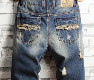 Men's Jeans Summer Style European American Mens Ripped Shorts Fashion Casual Embroidery Five-point Pants -40