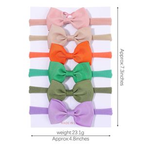 2PCS Hair Accessories 6Pcs/Set Grograin Ribbon Headwear Elastic Bands For Baby Girls Solid Color Bowknot Headband Infant Kids