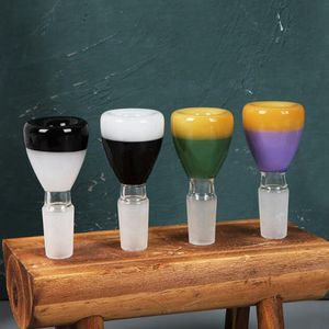 Colorful Two-colour Glass Smoking 14MM 18MM Male Joint Herb Tobacco Filter Bowl Oil Rigs Portable Replaceable Bubbler Waterpipe Bong DownStem Holder
