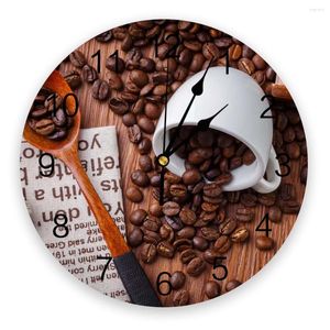 Wall Clocks Coffee Beans Modern Clock For Home Office Decoration Living Room Bathroom Decor Needle Hanging Watch