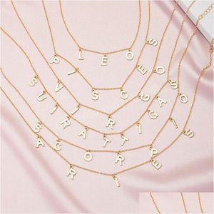 Pendant Necklaces 12 Zodiac Sign Letter Constellations Necklace For Women Men Virgo Leo Libra Scorpio Sagittarius Birthday Valentine Dhljx