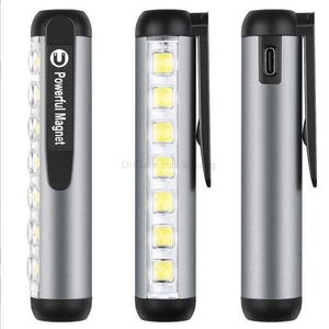 Portable Magent Lights usb recarregáveis led lanternas Medical Nurse pen Light Mini COB lanterna Luzes violetas Tocha Lâmpadas de acampamento ao ar livre Alkingline