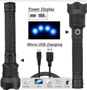 P50 Hight Bright Strong Light Flashlight USB Charge Power Display Telescopic Zoom Flashlights Torches屋外LEDフォーカスライトバッテリー