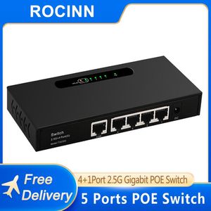 Controle novo mini all gigabit poe switch 5 porta rj45 1000 2500 Mbps Rede Ethernet Fast Switch Smart para câmera IP/roteador AP sem fio