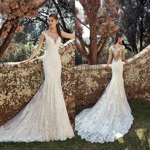 Eddy K 2019 Mermaid Wedding Dresses Western Country Garden Bohemian Bridal Gowns Lace Appliques Sweep Train Boho Wedding Dress2976
