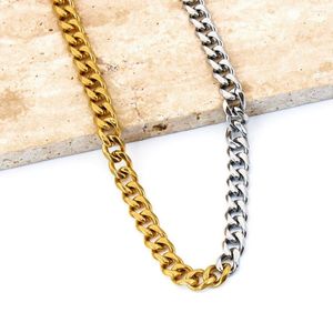 Ketten Großhandel 10 stücke Zweifarbige 18 Karat vergoldet Edelstahl Kubanische Klobige Kette Punk Unisex Halsketten Für Männliche Mode Männer Schmuck