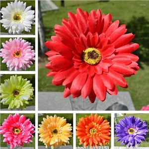 Flores decorativas 10 pçs Gerbera Artificial Margarida PU Buquê de Noiva para Casamento para Festa Decoração de Casa