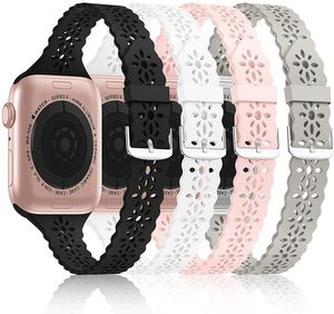 Cinturini in silicone con pizzo per Apple Watch Series 7 45mm 41mm Band Girl Slim Thin HollowOut Iwatch 40mm 38mm 42mm 44mm Bands Sport Wris2255154