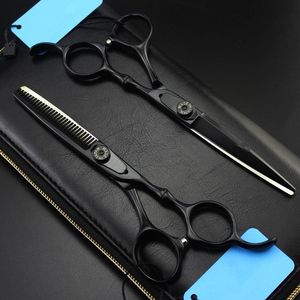 Tools Professional Japan 440c steel 6 '' black bamboo hair scissors haircut thinning barber tools cutting shears hairdresser scissor