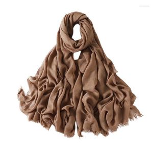 Scarves 2023 Design Brand Women Cotton Viscose Scarf Plain Bubble Fringe Autumn Winter Warm Shawls Hijabs Lady Pashmina Foulards Bandana