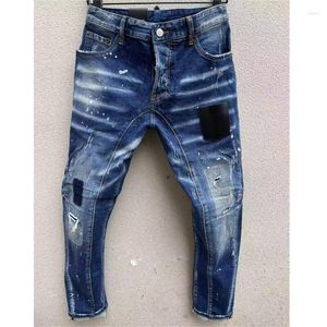 Herren Jeans Herren Trendy Style Slim Fashion Casual Loch Denim Hosen T121