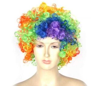 Heiße Cheerleader-Cheer-Perücke, hochwertig, 120 g, Halloween, Disco, lockig, Regenbogen-Afro-Perücken, Clown, Kind, Erwachsenenkostüm, Fußball-Fan-Perücke, Haar zum Spaß, 15 Farben, Alkingline