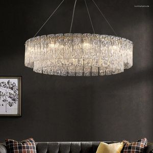 Chandeliers All-copper Post-modern Light Luxury Glass Chandelier Atmospheric Living Room American Modern Simple Dining Lamp Bedroom