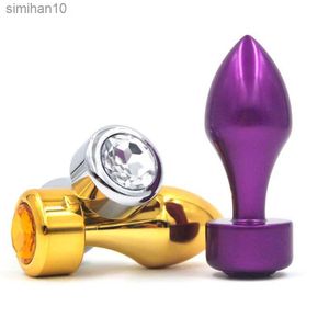 Sex Toy Massager Ny 3st/Lot Luxury Threaded Metal Butt Plug Anal Insert Sexy Stopper Anal Sex Toys Adult Products L230518