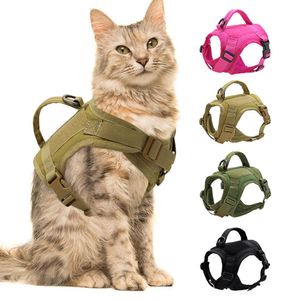 Leads Tactical Military Cat Harness Breathable Mesh Pet Puppy Harness Adjustable Escape Proof Cat Vest for Small Dog Chihuahua Kitten