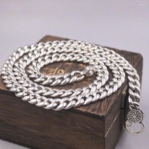 Kedjor äkta 925 Sterling Silver 9mm Curb Link Chain Men's Necklace 25.6 tum